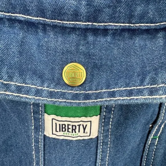 Liberty Bib Overalls Mens 38x30 (40x29 ACTUAL) Blue Denim Carpenter - Picture 4 of 12